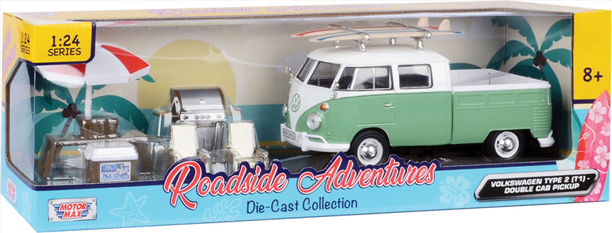 Roadside Adventures - 1:24 Volkswagen Type 2 Double Cab Pickup Die-Cast Vehicle/Product Detail/Figurines
