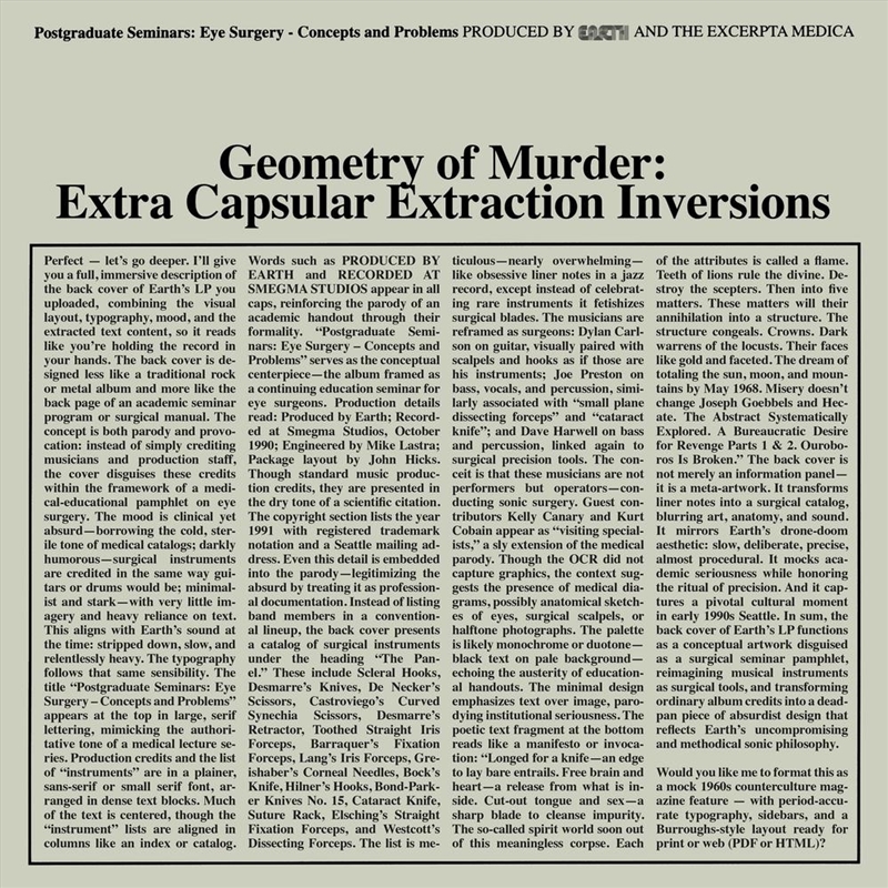 Geometry Of Murder: Extra Capsular Extraction Inversions - Crystal Clear Vinyl/Product Detail/Metal