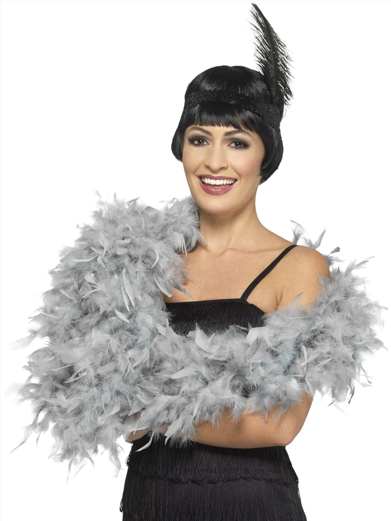 Feather Boa Silver Deluxe, Adult/Product Detail/Costumes