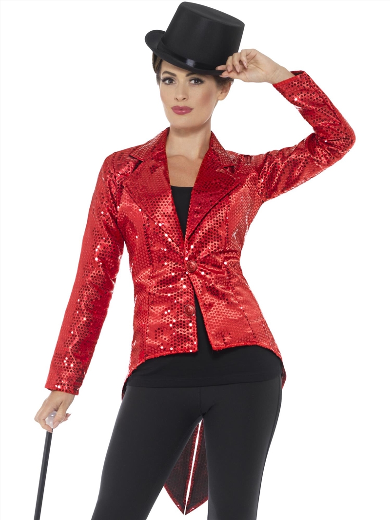 Sequin Tailcoat Ladies Jacket, Red - Size S/Product Detail/Costumes