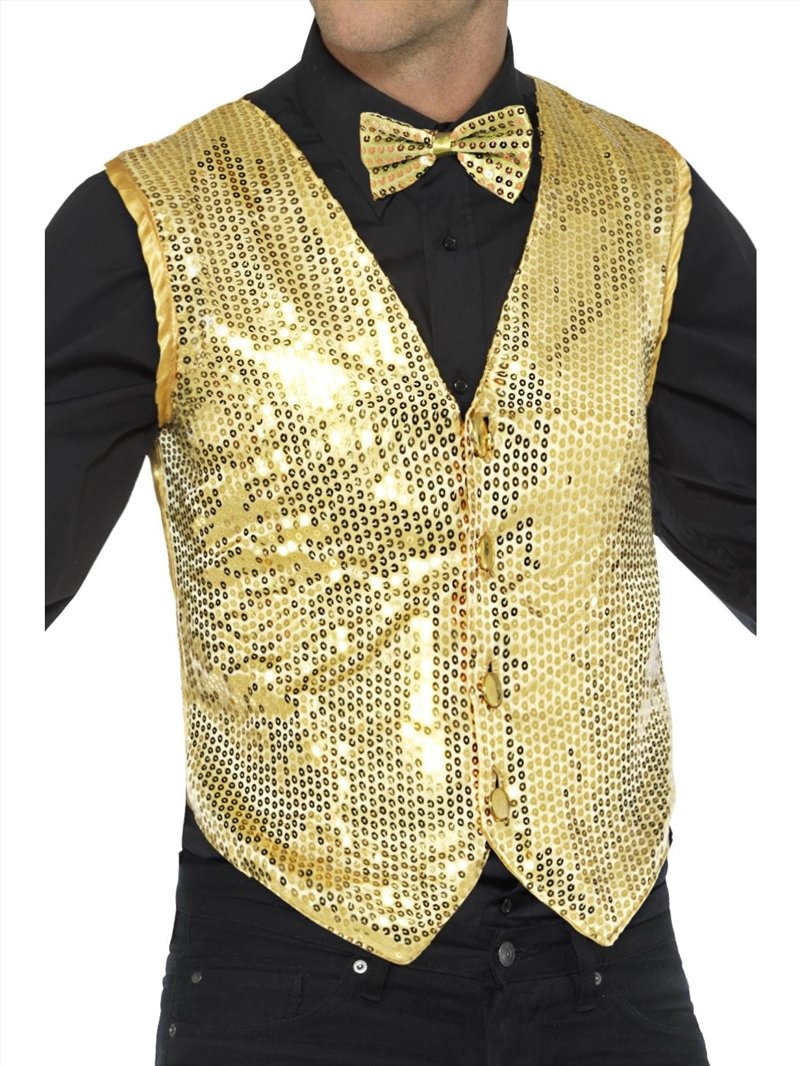 Waistcoat - Gold Sequin, Adult - Size L/Product Detail/Costumes