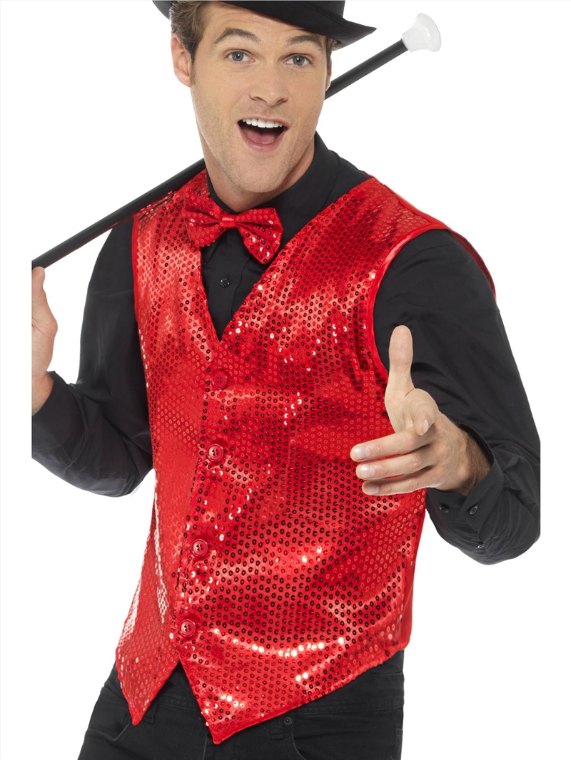 Waistcoat - Red Sequin, Adult - Size L/Product Detail/Costumes