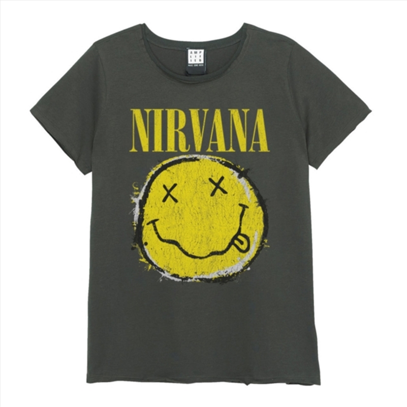 Nirvana Worn Out Smiley Amplified Vintage Charcoal Large T Shirt/Product Detail/Shirts