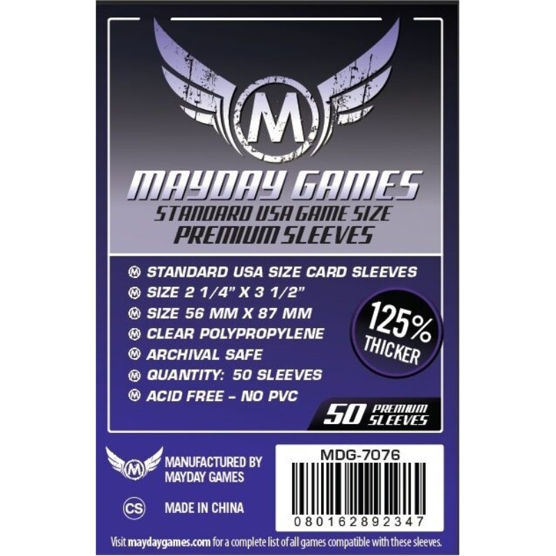 Mayday - Premium Usa Board Game Sleeves (Pack Of 50) - 56 Mm X 87 Mm (Purple)/Product Detail/Games Accessories