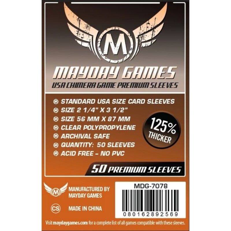 Mayday - Premium Usa Chimera Game Sleeves (Pack Of 50) - 57.5 Mm X 89 Mm (Orange)/Product Detail/Games Accessories