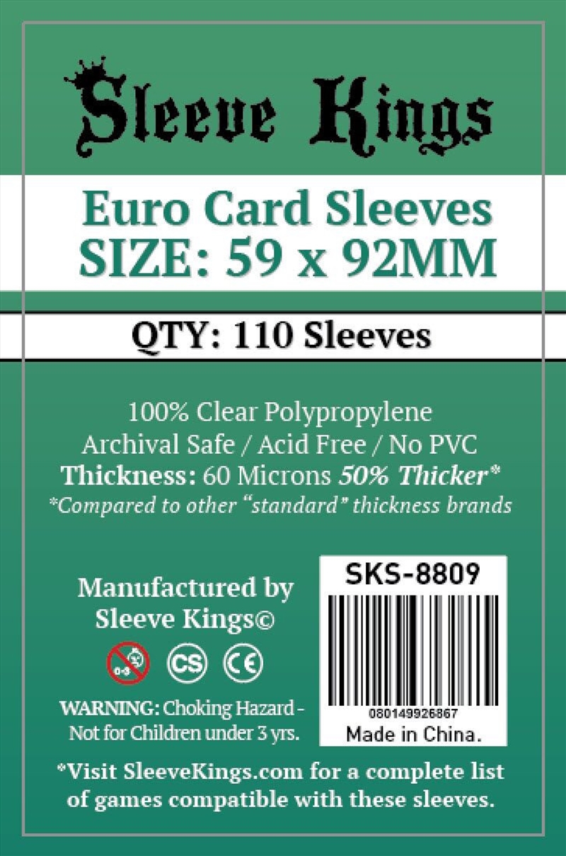 Sleeve Kings Board Game Sleeves Euro (59Mm X 92Mm) (110 Sleeves Per Pack)/Product Detail/Games Accessories