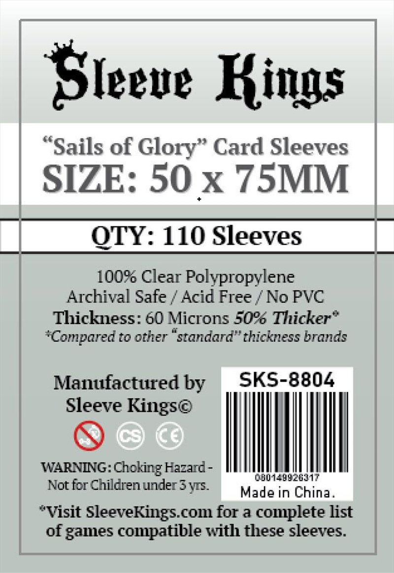 Sleeve Kings Board Game Sleeves Sails Of Glory (50Mm X 75Mm) (110 Sleeves Per Pack)/Product Detail/Games Accessories