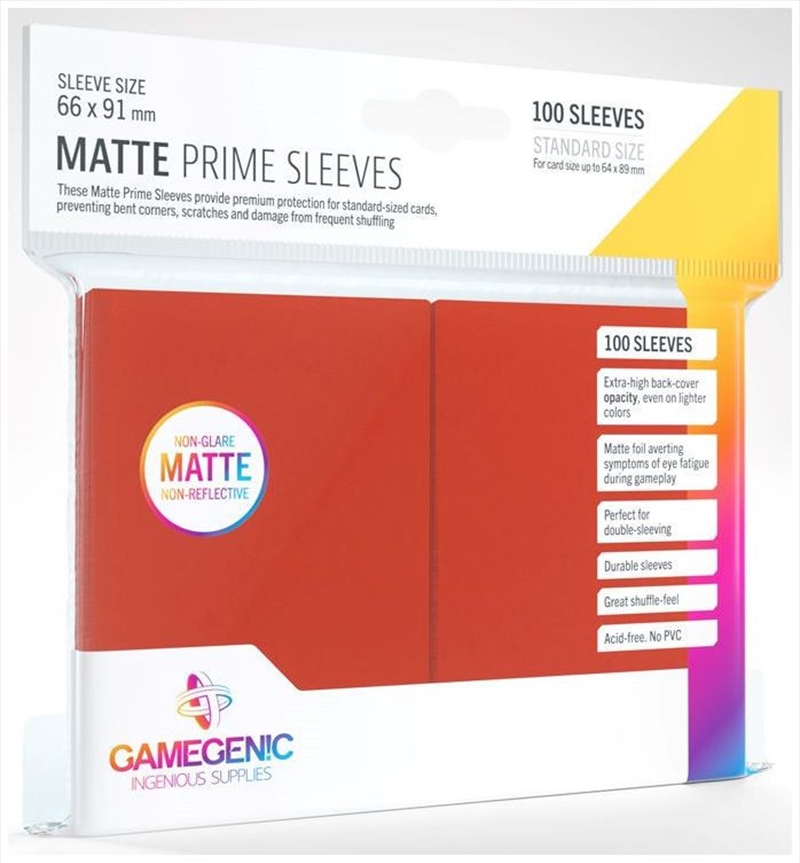 Gamegenic Matte Prime Card Sleeves Red (66Mm X 91Mm) (100 Sleeves Per Pack)/Product Detail/Games Accessories