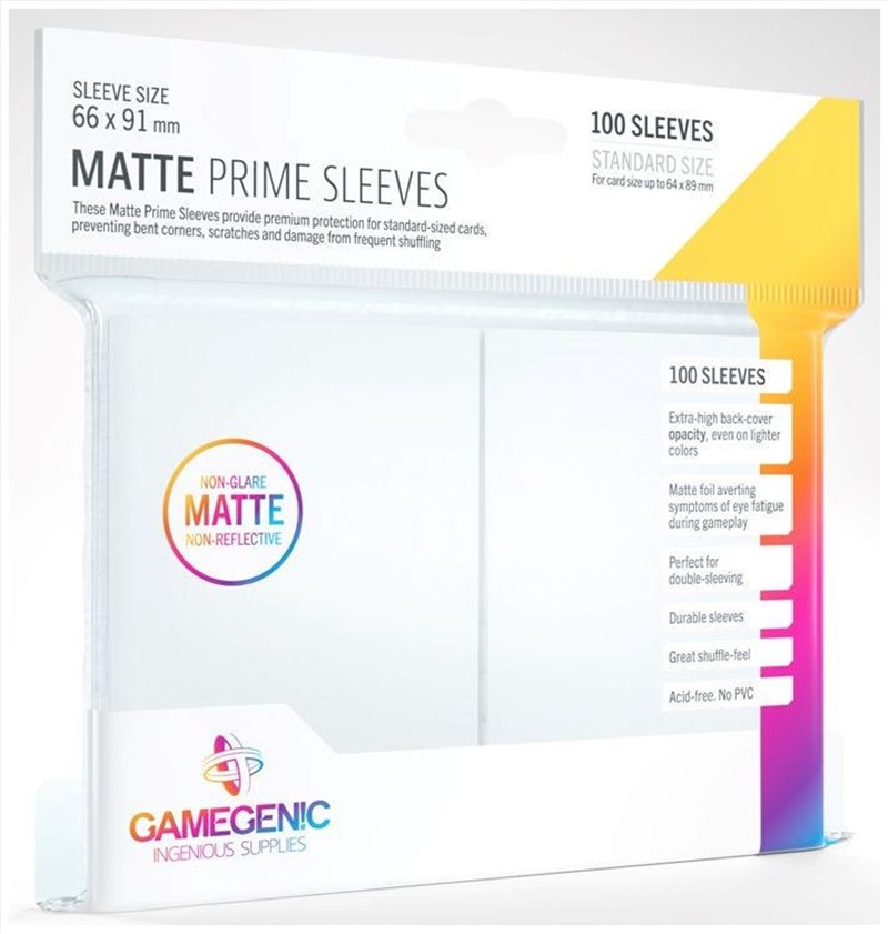 Gamegenic Matte Prime Card Sleeves White (66Mm X 91Mm) (100 Sleeves Per Pack)/Product Detail/Games Accessories