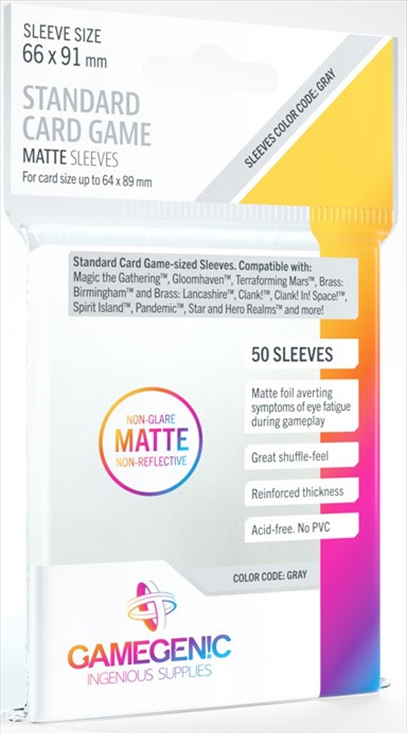 Gamegenic Matte Board Game Sleeves - Size Code Gray - Standard Size (66Mm X 91Mm) (50 Sleeves Per Pa/Product Detail/Games Accessories