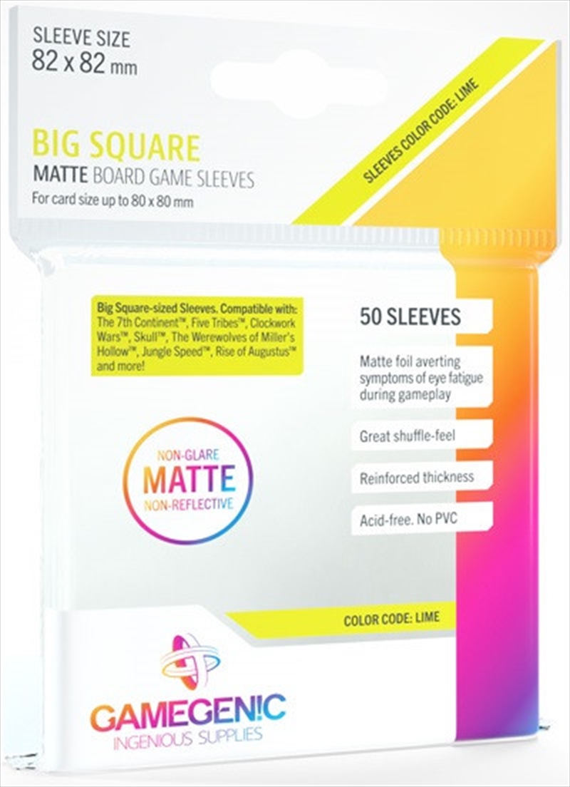 Gamegenic Matte Board Game Sleeves - Size Code Lime - Big Square Sized/Werewolves/Jungle Speed (82Mm/Product Detail/Games Accessories