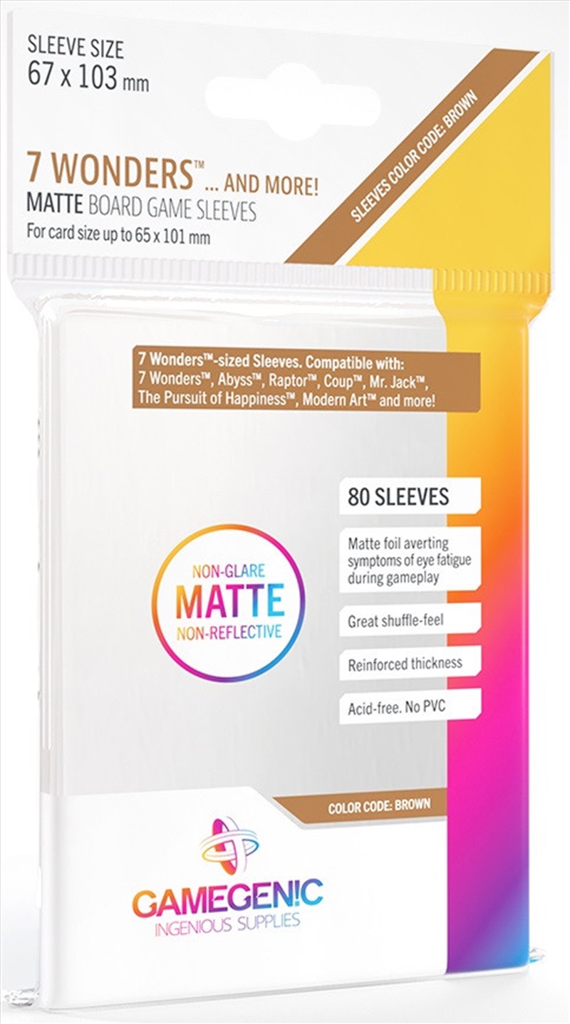 Gamegenic Matte Board Game Sleeves - Size Code Brown - 7 Wonders/Abyss (67Mm X 103Mm) (80 Sleeves Pe/Product Detail/Games Accessories