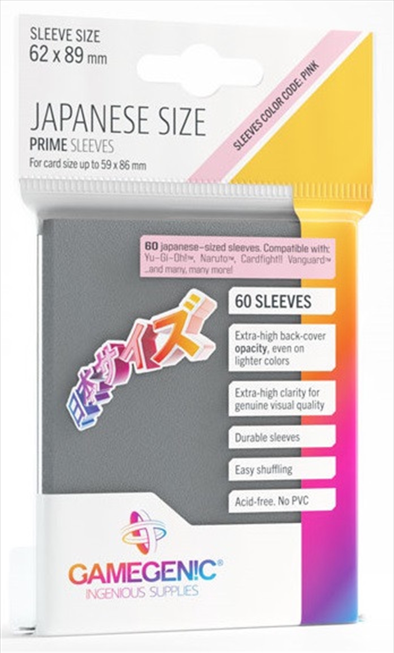 Gamegenic Prime Japanese Sized Sleeves - Size Code Pink - Sleeve Colour Dark Gray (62Mm X 89Mm) (60/Product Detail/Games Accessories
