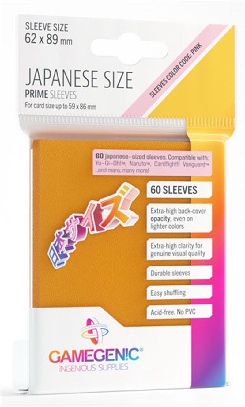 Gamegenic Prime Japanese Sized Sleeves - Size Code Pink - Sleeve Colour Orange (62Mm X 89Mm) (60 Sle/Product Detail/Games Accessories