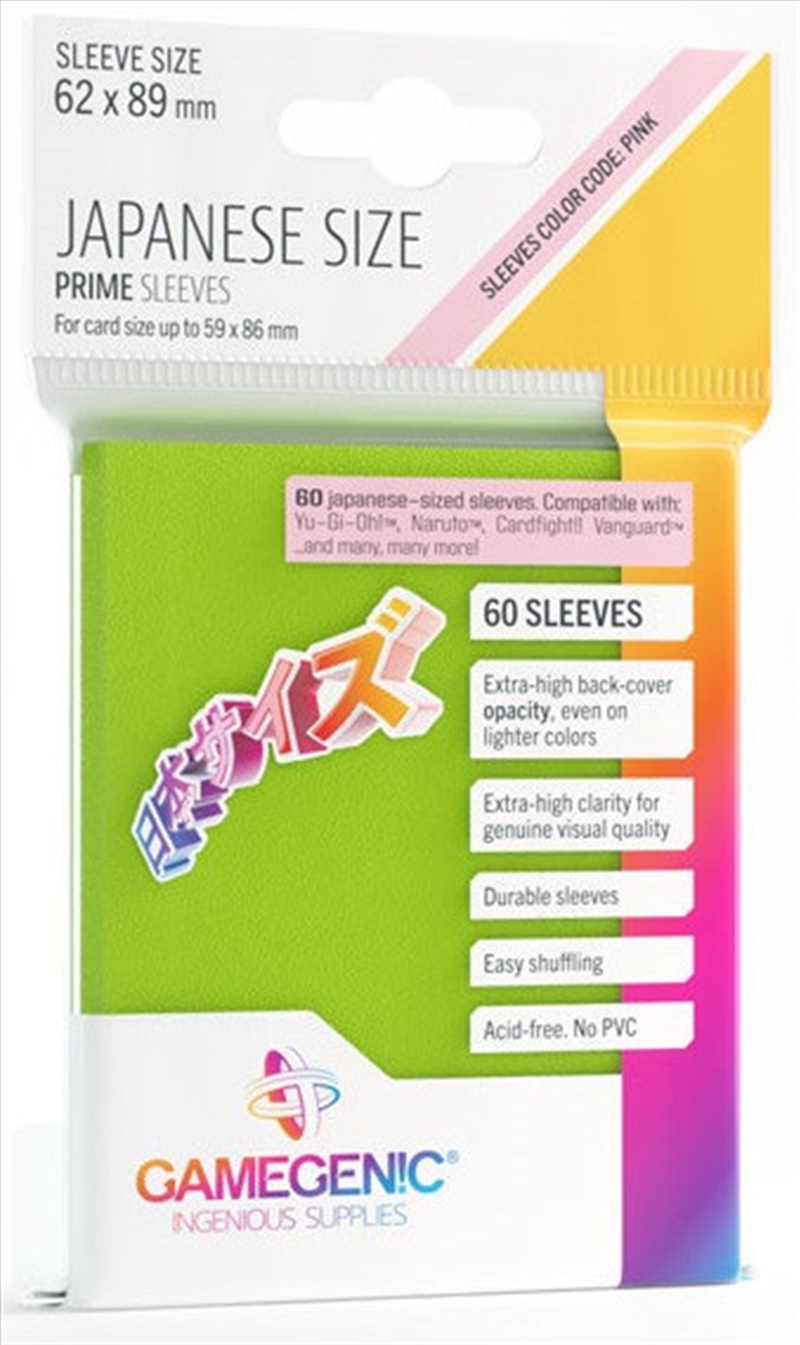 Gamegenic Prime Japanese Sized Sleeves - Size Code Pink - Sleeve Colour Lime (62Mm X 89Mm) (60 Sleev/Product Detail/Games Accessories