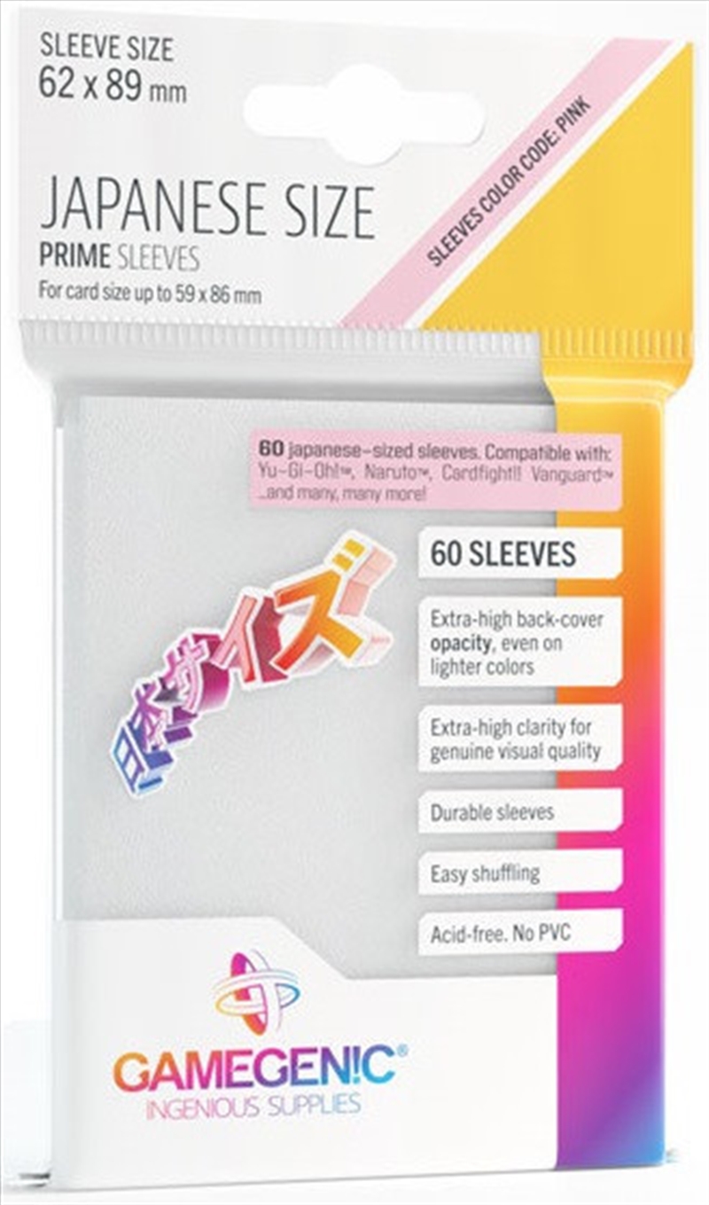 Gamegenic Prime Japanese Sized Sleeves - Size Code Pink - Sleeve Colour White (62Mm X 89Mm) (60 Slee/Product Detail/Games Accessories