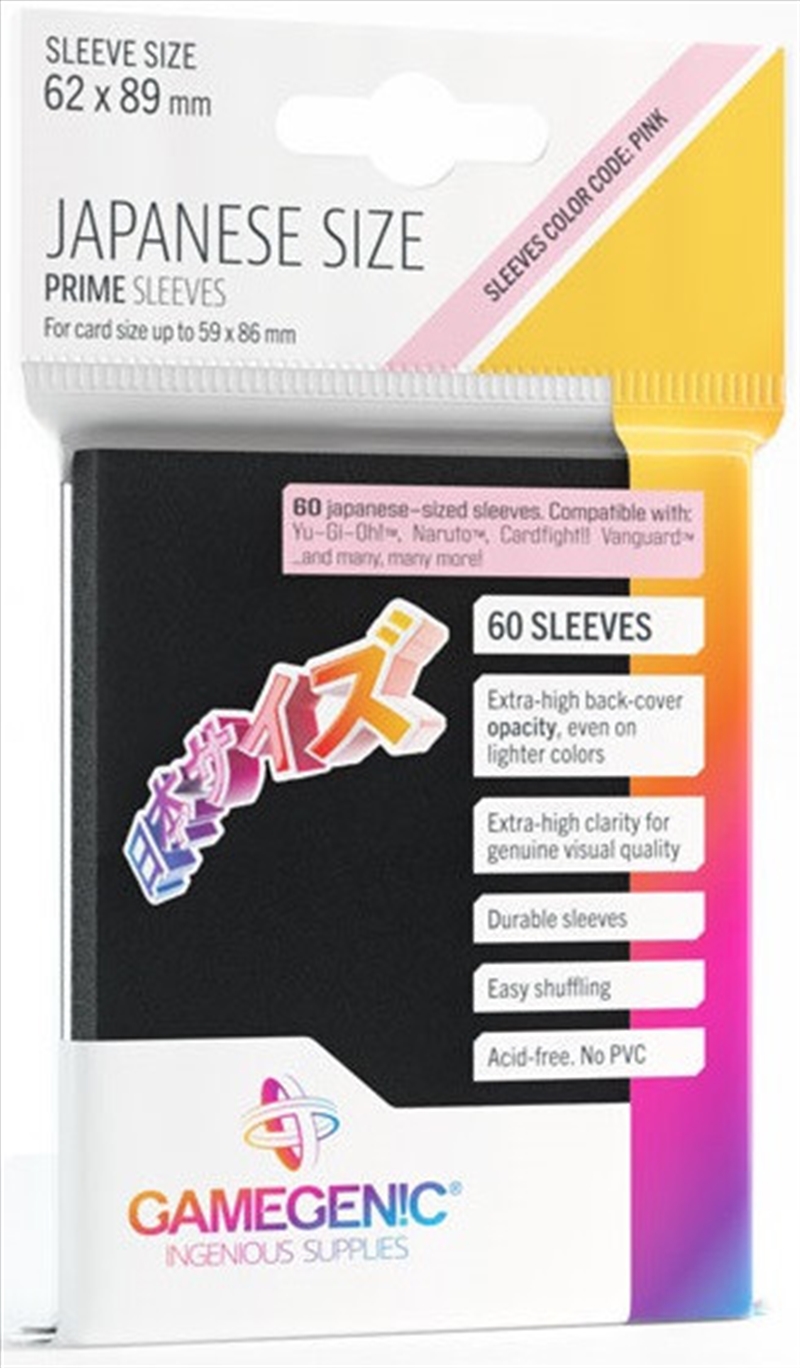 Gamegenic Prime Japanese Sized Sleeves - Size Code Pink - Sleeve Colour Black (62Mm X 89Mm) (60 Slee/Product Detail/Games Accessories