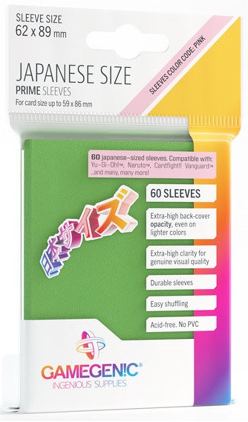 Gamegenic Prime Japanese Sized Sleeves - Size Code Pink - Sleeve Colour Green (62Mm X 89Mm) (60 Slee/Product Detail/Games Accessories