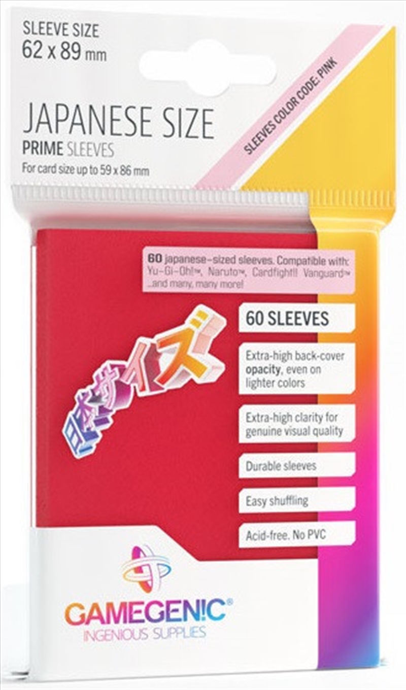 Gamegenic Prime Japanese Sized Sleeves - Size Code Pink - Sleeve Colour Red (62Mm X 89Mm) (60 Sleeve/Product Detail/Games Accessories