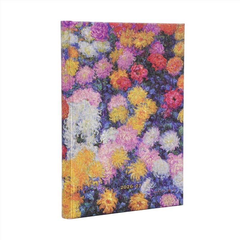 2027 Monet S Chrysanthemums Midi 18-Month Hardcover Dayplanner Elastic Band Closure Horizontal/Product Detail/Stationery