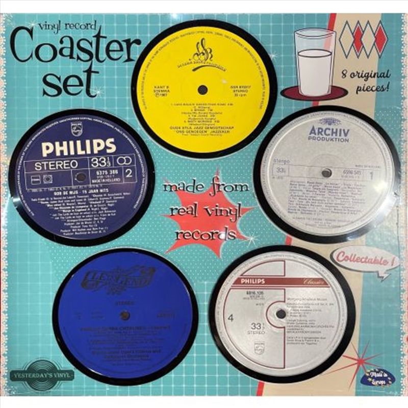 Yesterday's Vinyl Coaster Set Of 8 Pieces - Assorted (Sent At Random)/Product Detail/Drinkware