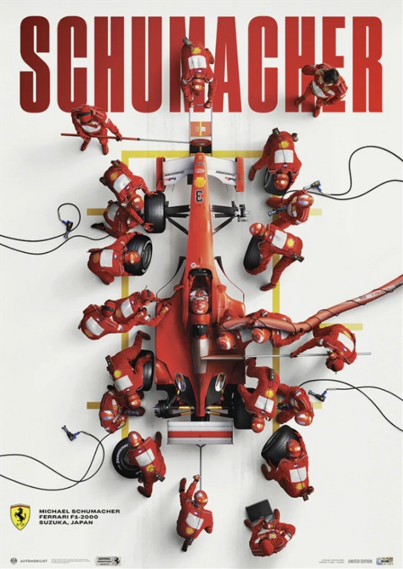 Poster - F1 Ferrari F1-2000 Pit Stop - Michael Schumacher - Japanese Grand Prix 2000/Product Detail/Posters & Prints