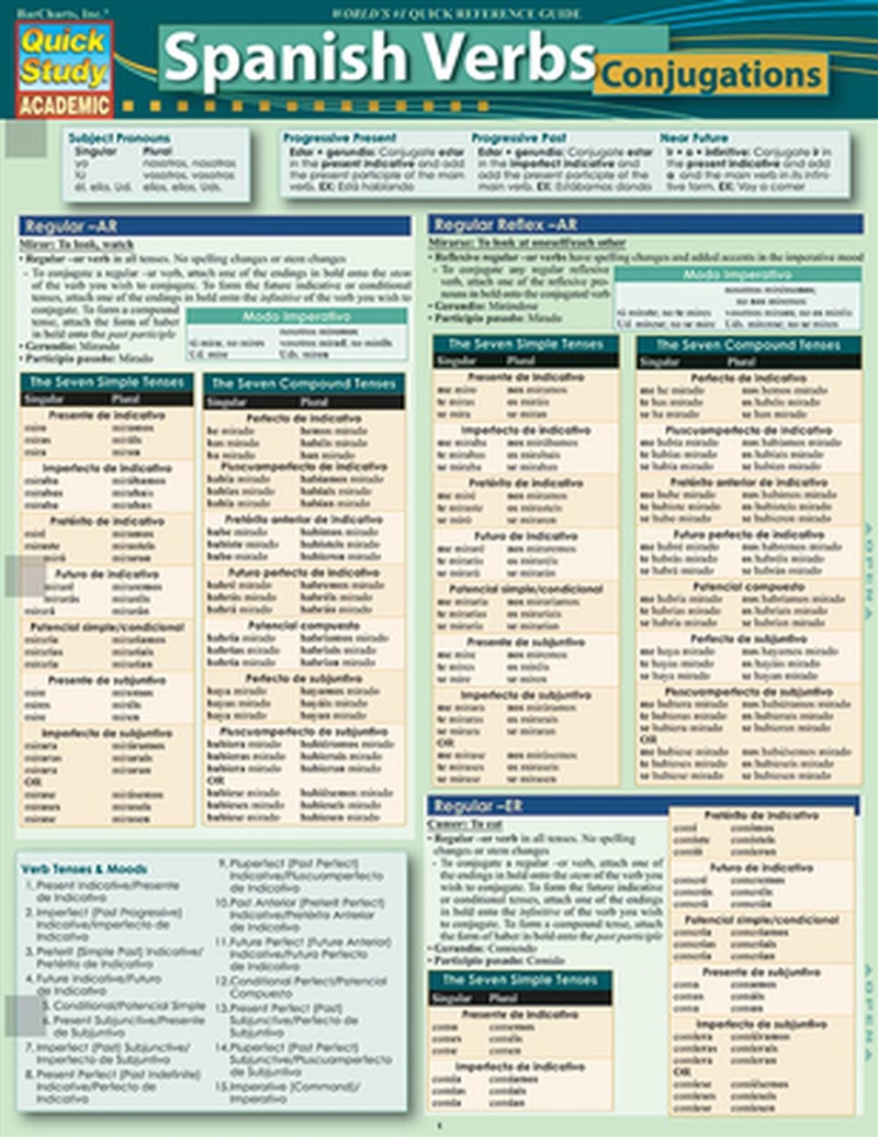 Spanish Verbs - Conjugations/Product Detail/Language & Linguistics