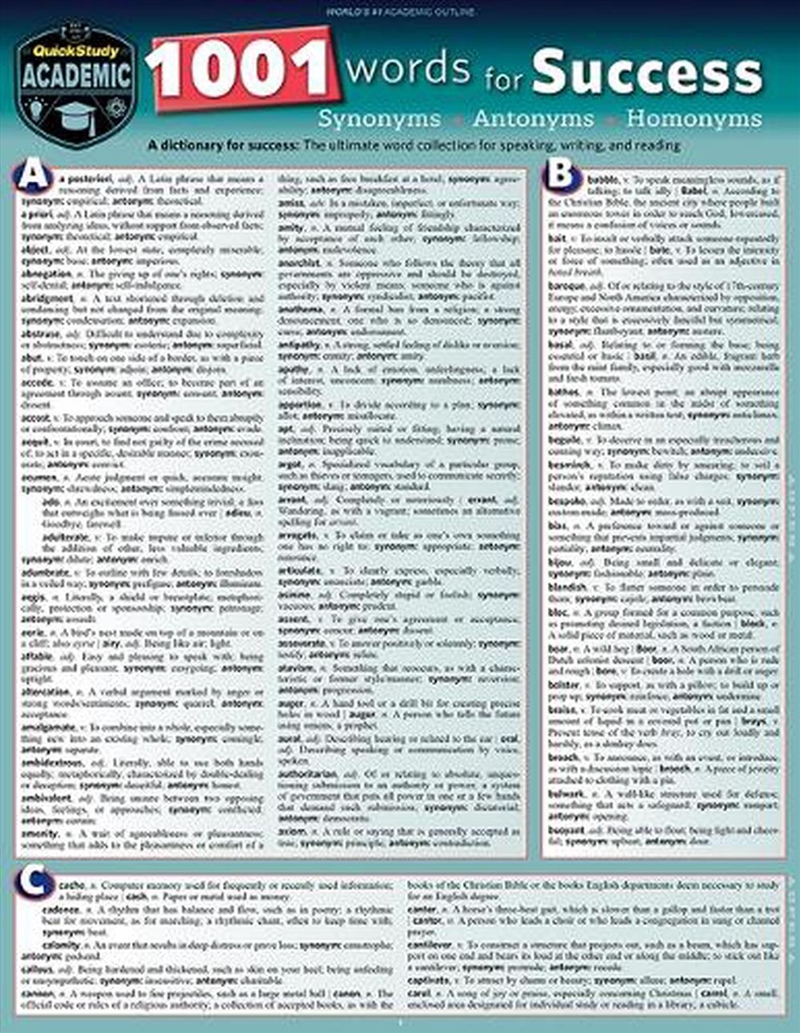 1001 Words for Success - Synonyms, Antonyms & Homonyms/Product Detail/Business Leadership & Management