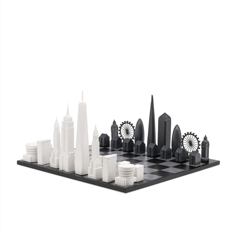 Skyline Chess - London vs New York Edition (Wood Board with Hatch design black/grey) 38x38x20cm/Product Detail/Board Games