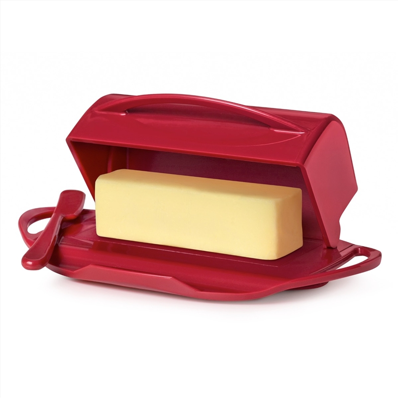 Butterie Flip-Top Butter Dish with Matching Spreader - Red 23x14x8cm/Product Detail/Diningware