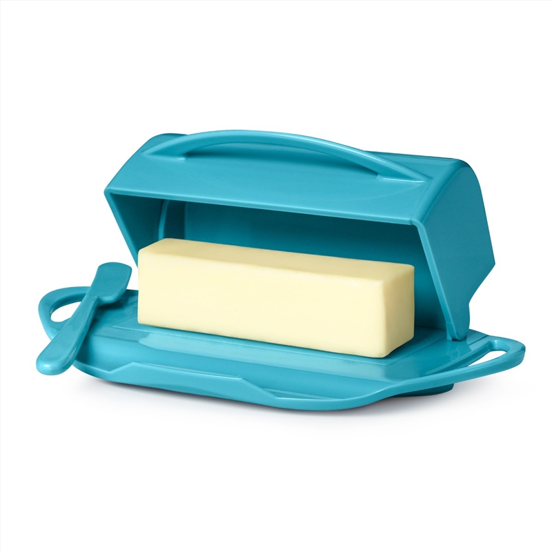 Butterie Flip-Top Butter Dish with Matching Spreader - Aqua 23x14x8cm/Product Detail/Diningware