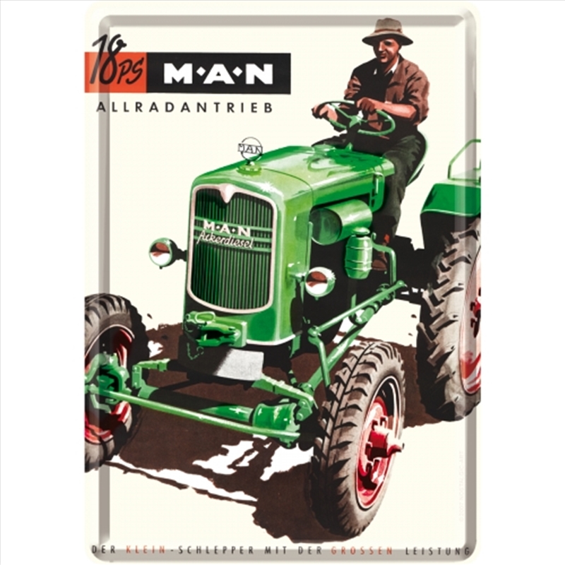 Nostalgic-Art Metal Card Man Tractor Green 10x14x0.3cm/Product Detail/Greeting Cards