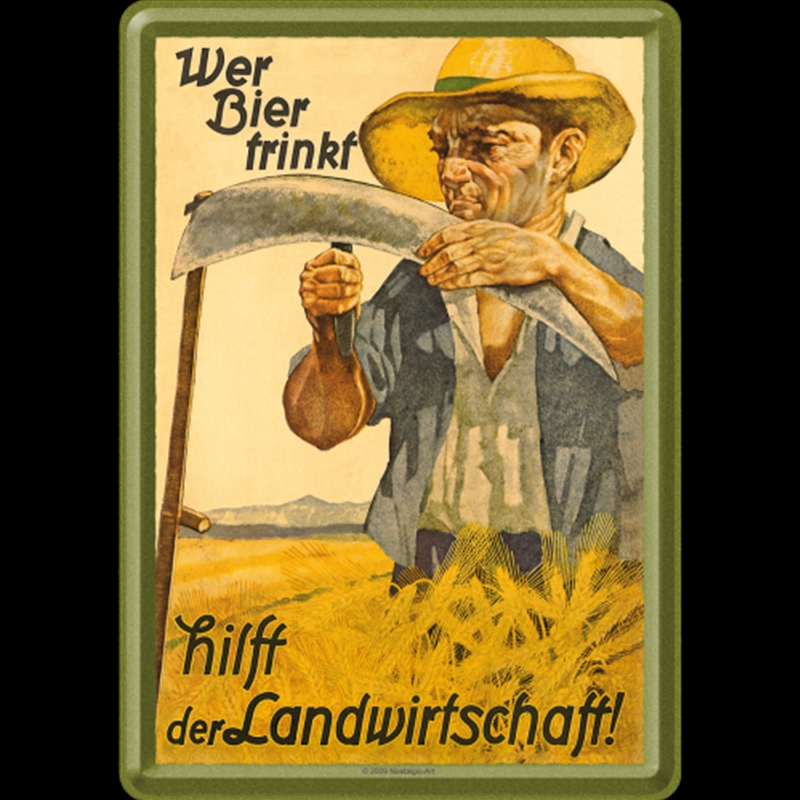 Nostalgic-Art Metal Card Who Drinks Beer helps Agriculture 10x14x0.3cm/Product Detail/Greeting Cards