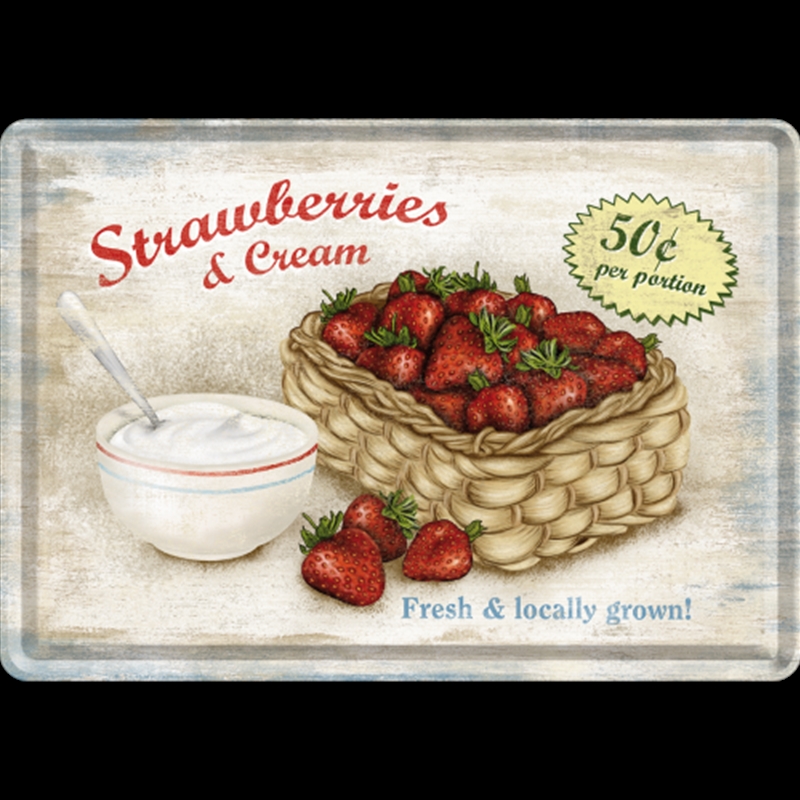 Nostalgic-Art Metal Card Strawberries and Cream 10x14x0.3cm/Product Detail/Greeting Cards
