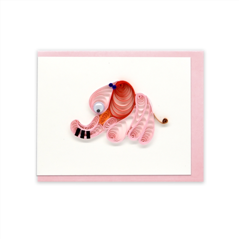 Quilled Mini Greeting Card Baby Elephant - Pink 8.5x6.4cm/Product Detail/Greeting Cards