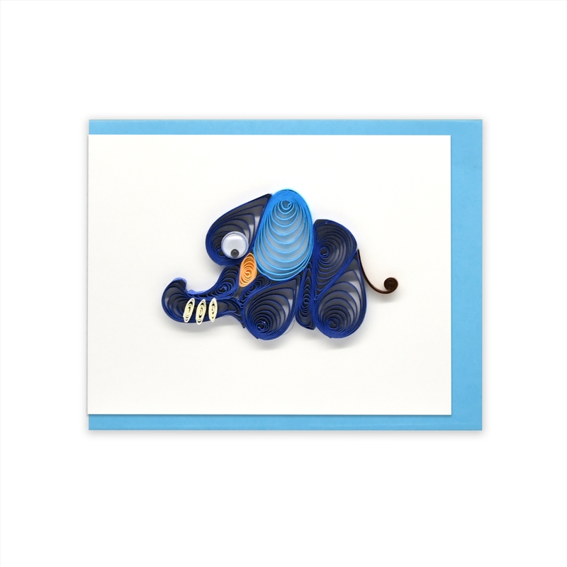 Quilled Mini Greeting Card Baby Elephant - Blue 8.5x6.4cm/Product Detail/Greeting Cards