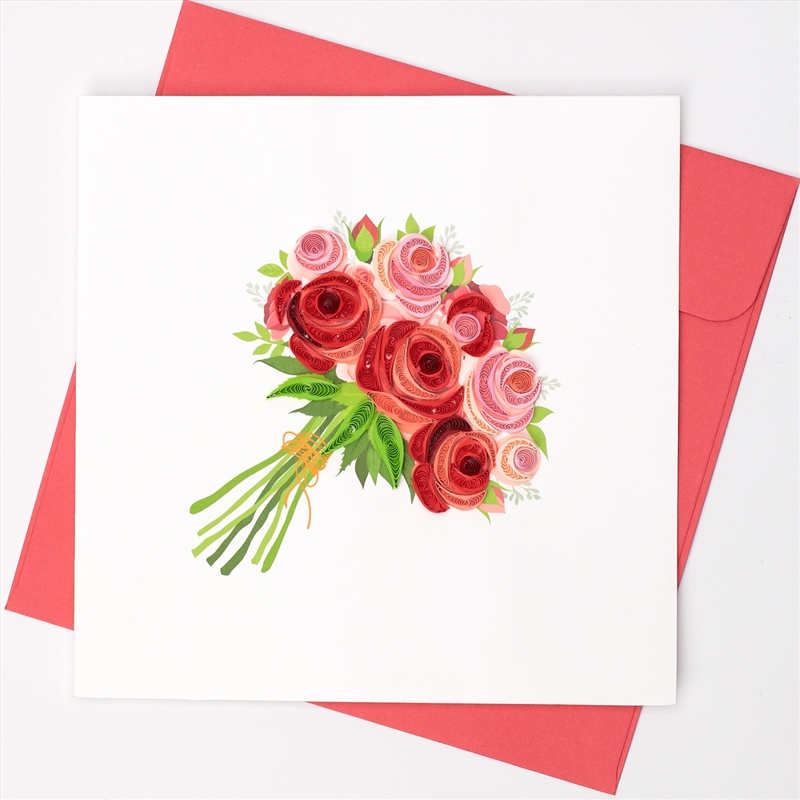 Quilled Greeting Card Bouquet of Roses 15x15cm/Product Detail/Greeting Cards