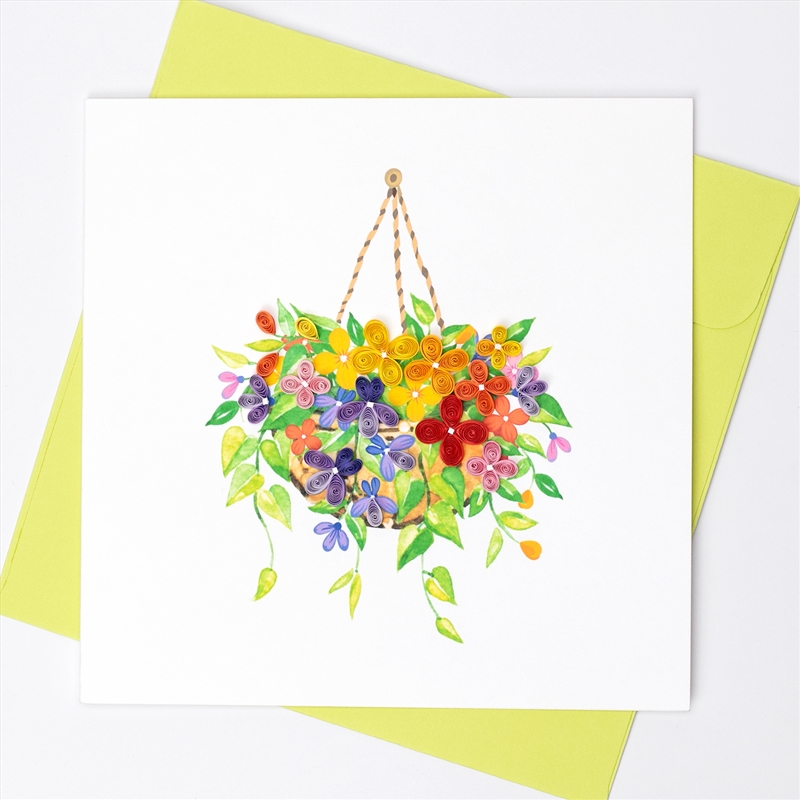 Quilled Greeting Card Hanging Flower Basket 15x15cm/Product Detail/Greeting Cards