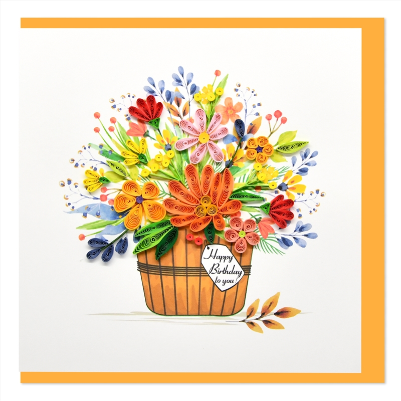 Quilled Greeting Card Happy Birthday To You Flower Basket 15x15cm/Product Detail/Greeting Cards