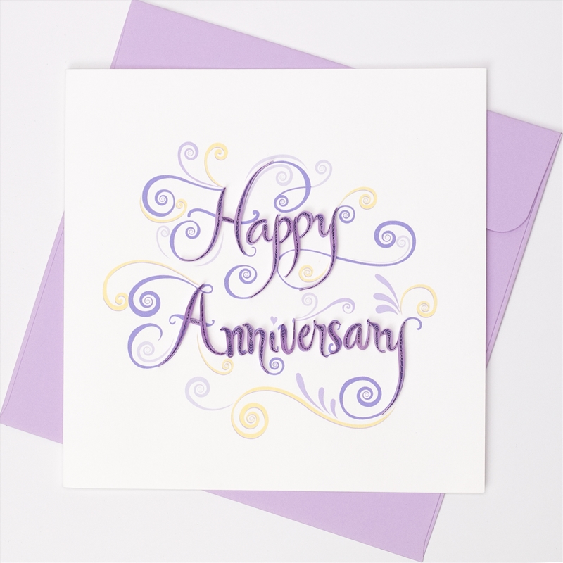 Quilled Greeting Card Happy Anniversary Purple 15x15cm/Product Detail/Greeting Cards