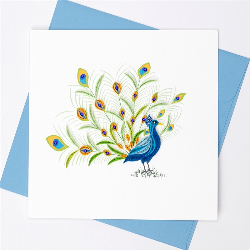 Quilled Greeting Card Peacock Plumage 15x15cm/Product Detail/Greeting Cards