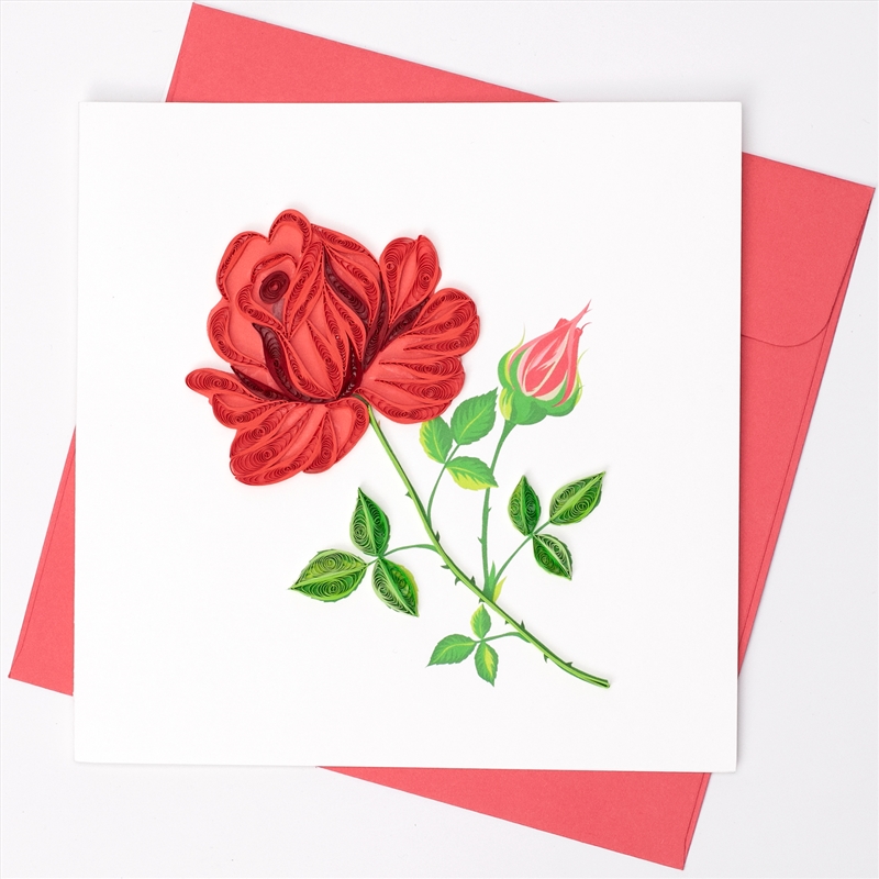 Quilled Greeting Card Red Rose 15x15cm/Product Detail/Greeting Cards