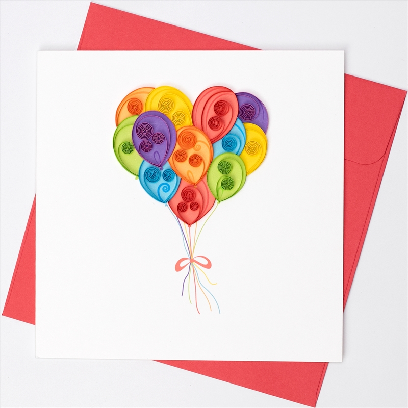 Quilled Greeting Card Bunch of Balloons 15x15cm/Product Detail/Greeting Cards