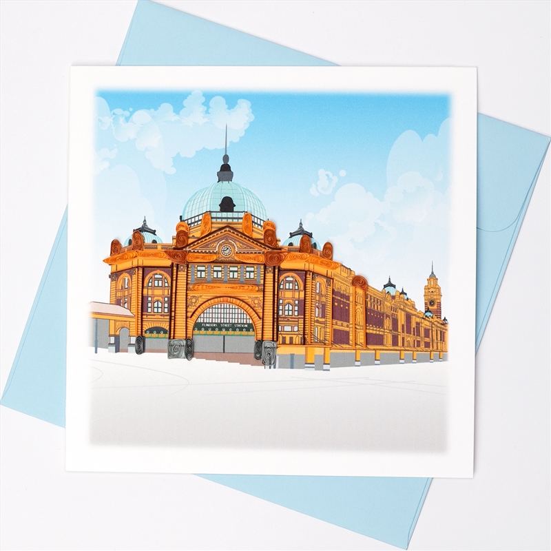 Quilled Greeting Card Flinders Street Station - Melbourne 15x15cm/Product Detail/Greeting Cards
