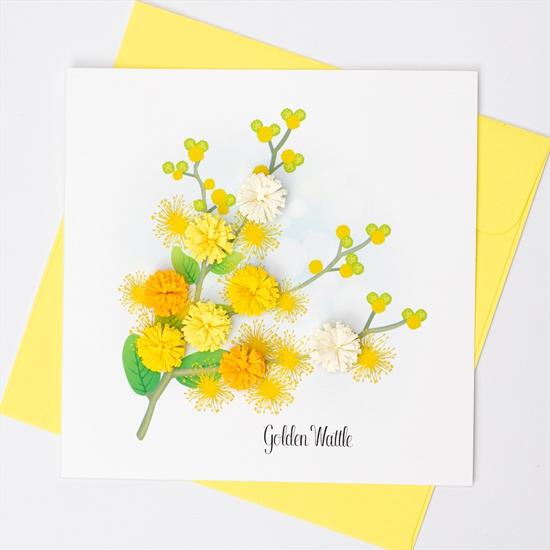 Quilled Greeting Card Golden Wattle 15x15cm/Product Detail/Greeting Cards