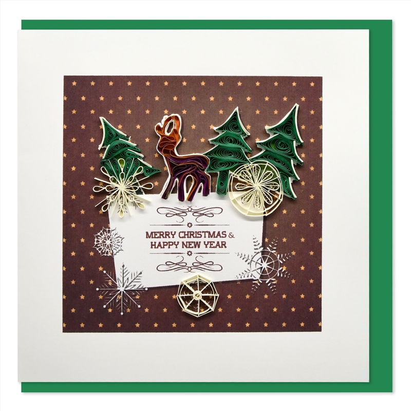 Quilled Greeting Card Christmas Trees and Reindeer 15x15cm/Product Detail/Greeting Cards