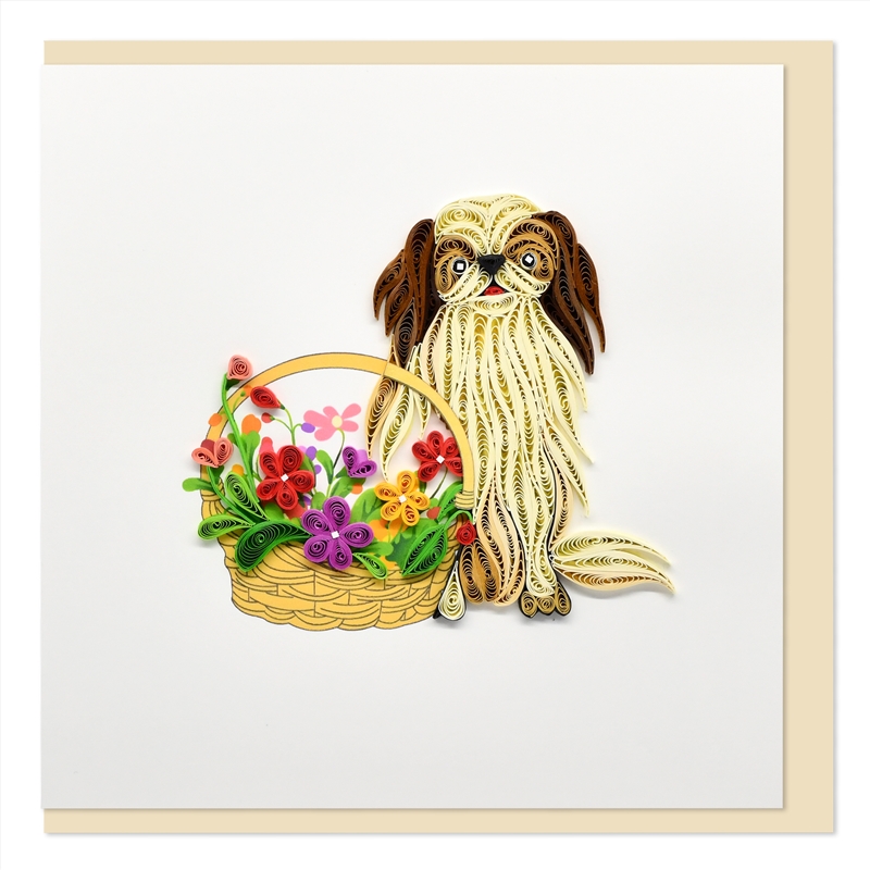Quilled Greeting Card Puppy Dog with Flower Basket 15x15cm/Product Detail/Greeting Cards