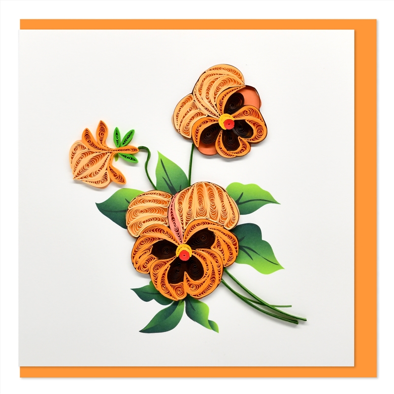 Quilled Greeting Card Orange Pansies 15x15cm/Product Detail/Greeting Cards