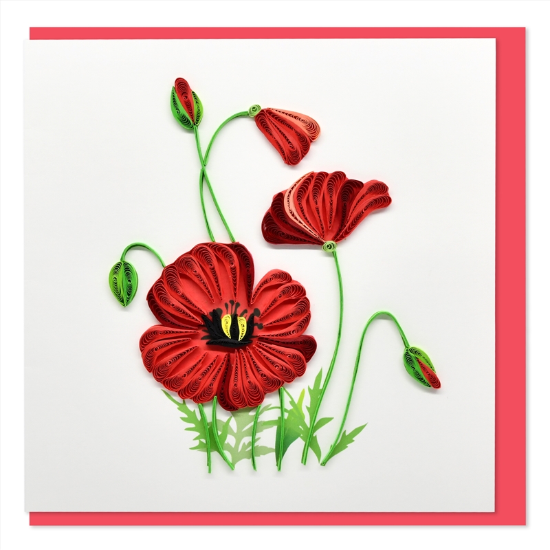 Quilled Greeting Card Poppies 15x15cm/Product Detail/Greeting Cards