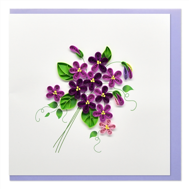 Quilled Greeting Card Violet Flower Bunch 15x15cm/Product Detail/Greeting Cards